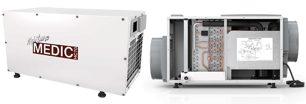 Moisture Medic crawl space dehumidifier with internal components
